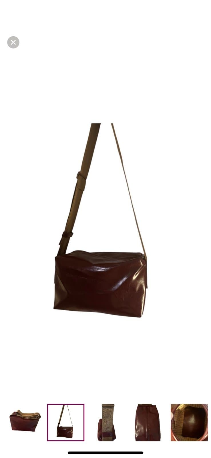 Blood Red Faux Leather Medium Shoulder Bag w/Wide Strap Designer NEW - Image 1