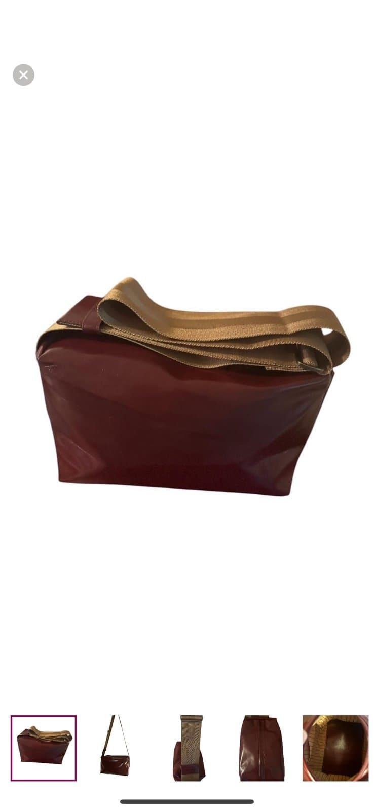 Blood Red Faux Leather Medium Shoulder Bag w/Wide Strap Designer NEW - Thumbnail 2