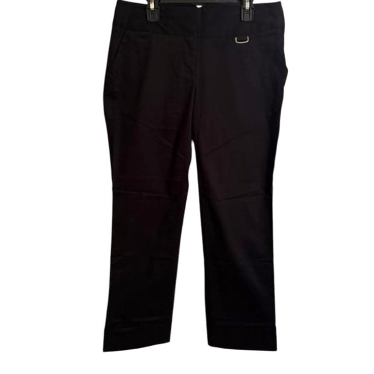 CARTONNIER Black Cotton Stretch Straight Fx Cuff Cropped Trousers Sz 4 NWT $118 - Image 1