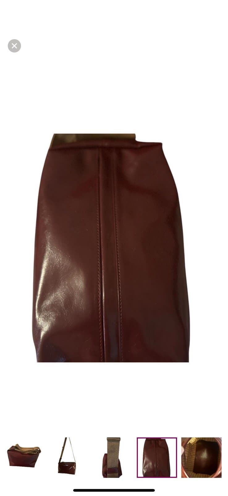 Blood Red Faux Leather Medium Shoulder Bag w/Wide Strap Designer NEW - Thumbnail 4