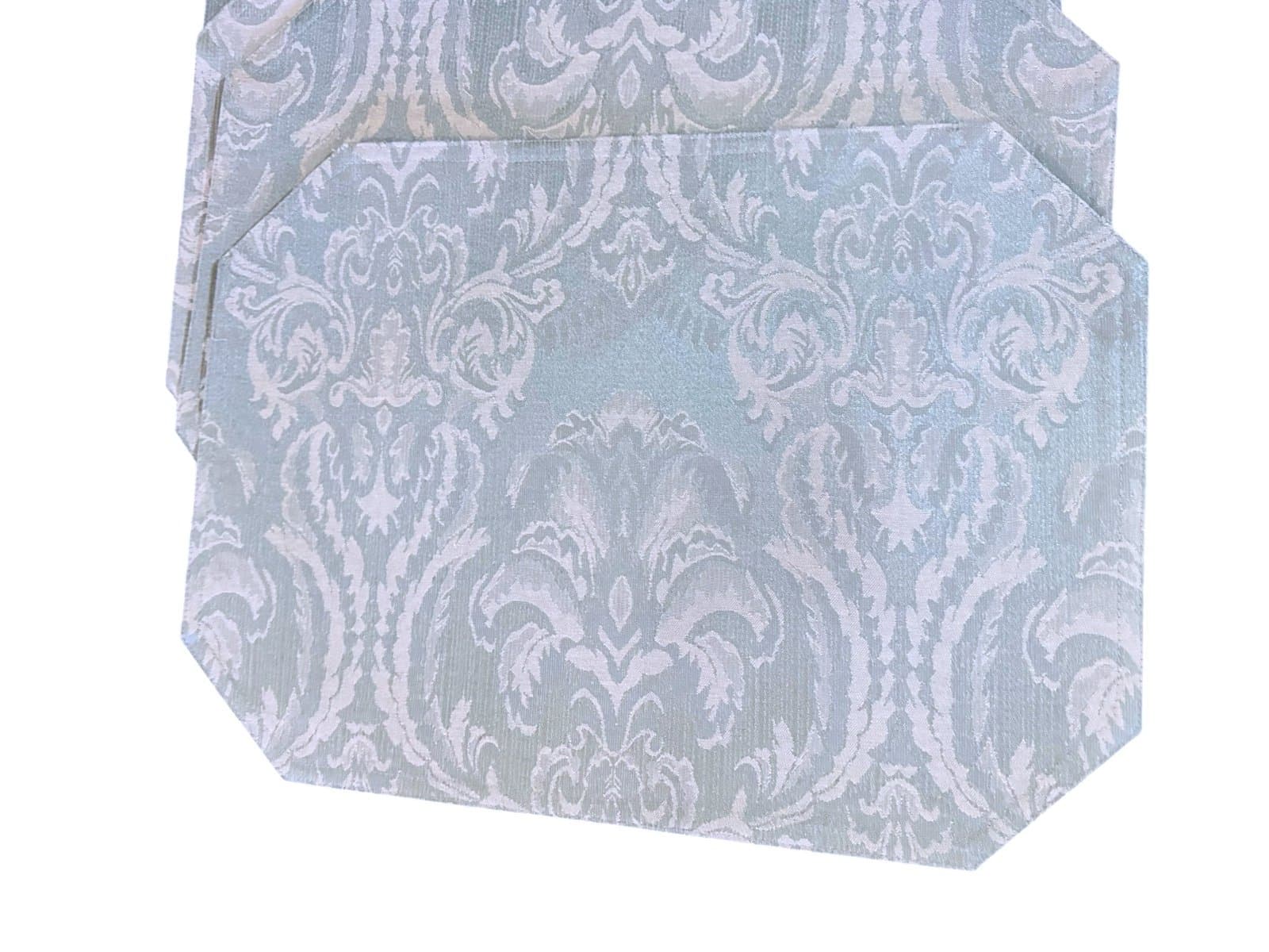 WATERFORD Vintage Icy Blue Damask Royal Palace Collection Placemats (4) 19x13” - Image 1