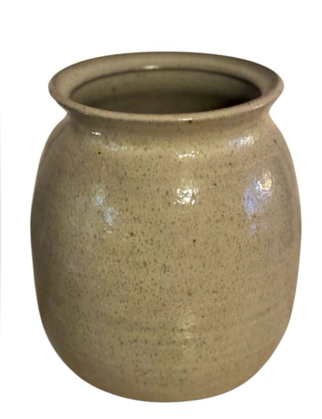 80’s Handmade Large Taupe Pottery Stoneware Dog ‘Treats’ Jar Signed - Thumbnail 3