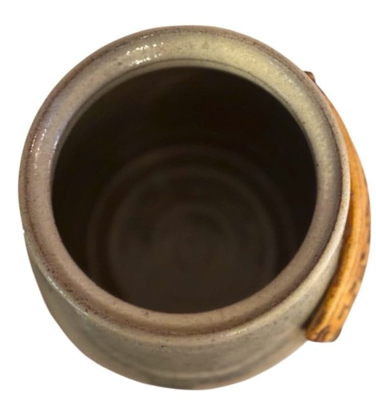 80’s Handmade Large Taupe Pottery Stoneware Dog ‘Treats’ Jar Signed - Thumbnail 5