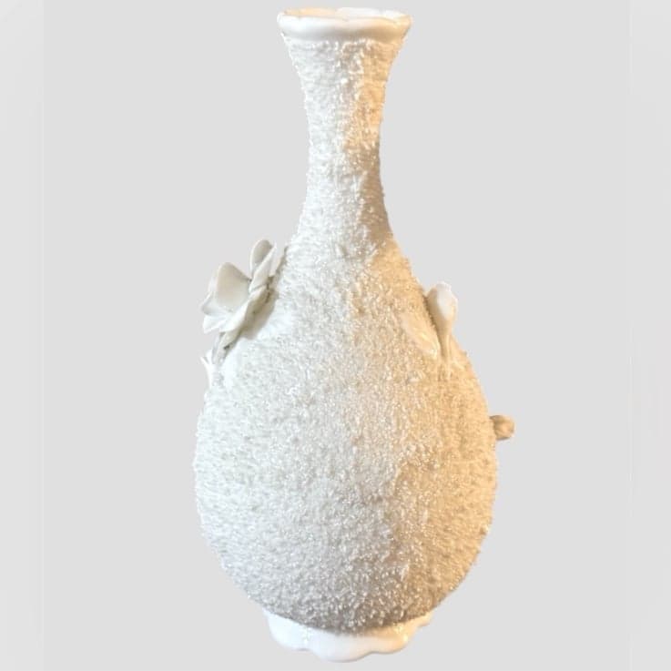 COALPORT Mid-Century White Spaghetti Roses Bone China Bud Vase England 7” - Thumbnail 6