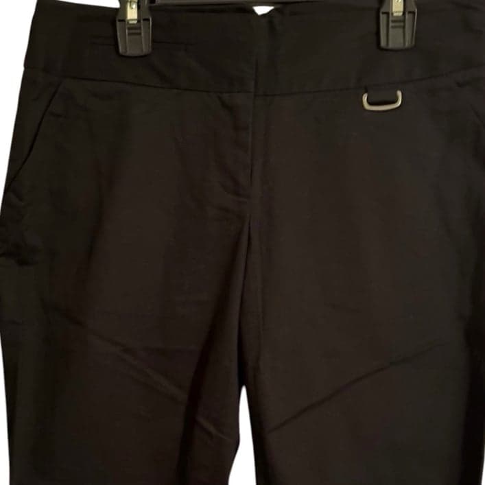 CARTONNIER Black Cotton Stretch Straight Fx Cuff Cropped Trousers Sz 4 NWT $118 - Thumbnail 2