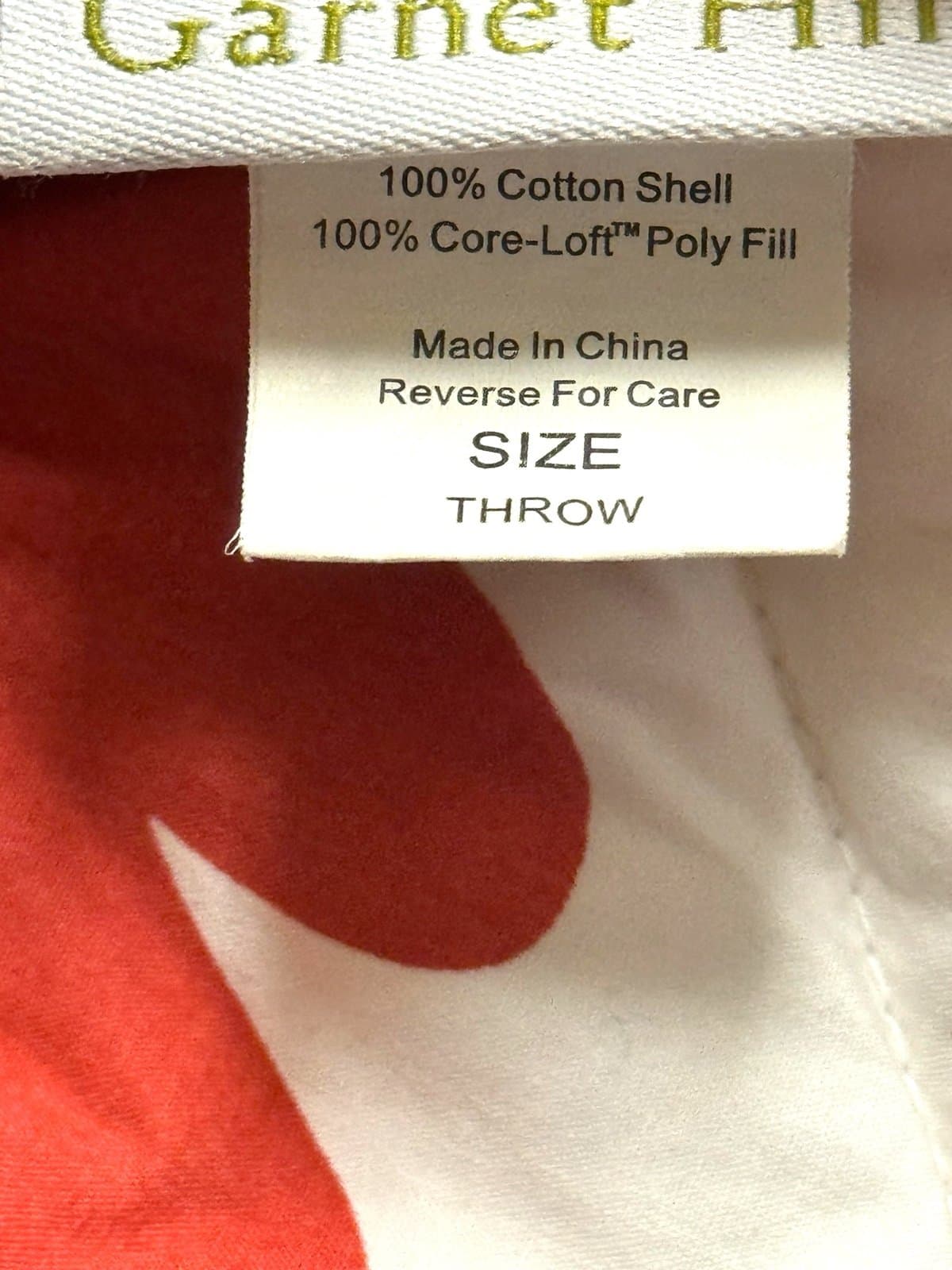 GARNET HILL Vintage Merry Chris-moose White/Red Quilted Throw Blanket 52x70” - Thumbnail 3