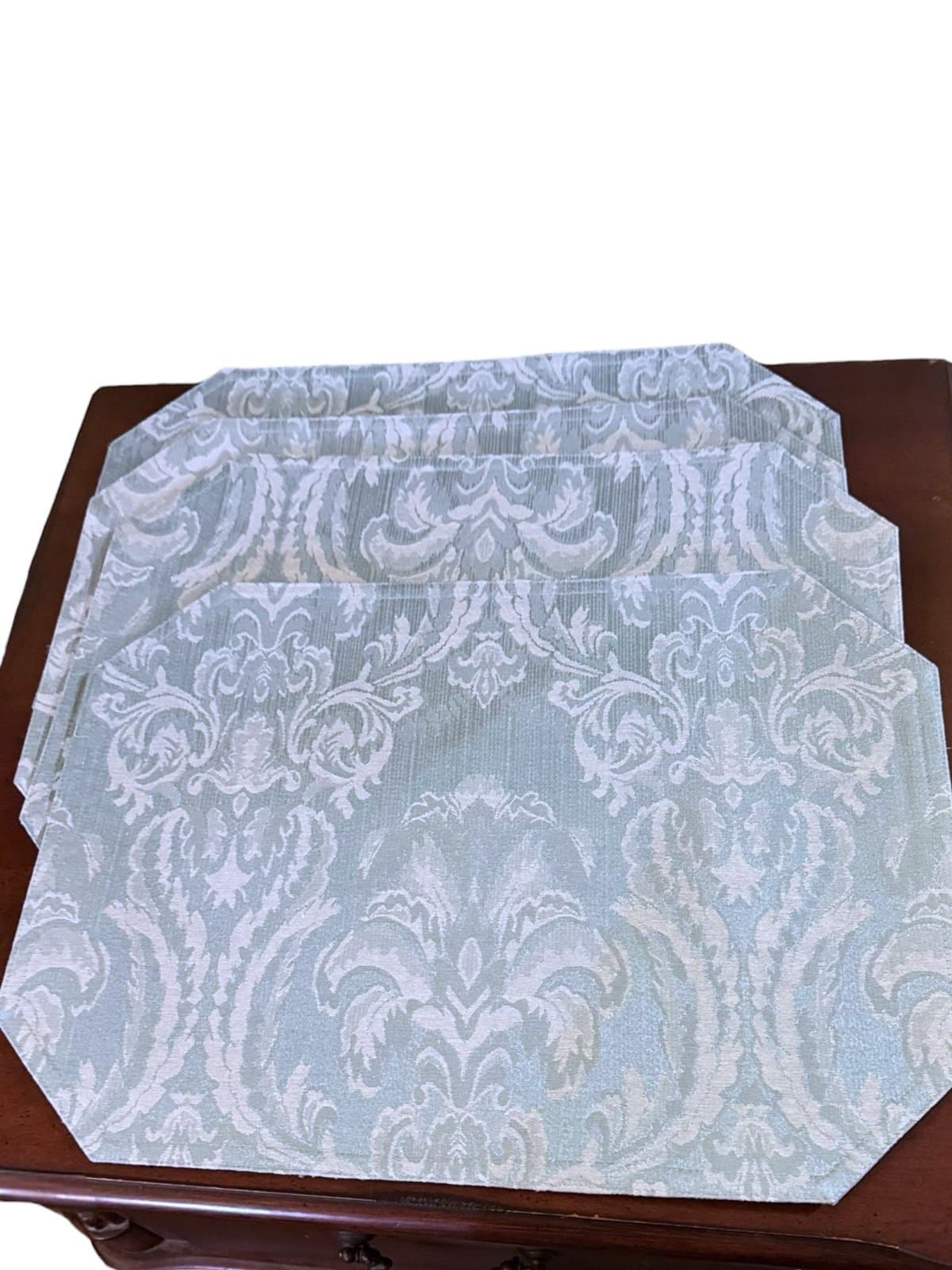 WATERFORD Vintage Icy Blue Damask Royal Palace Collection Placemats (4) 19x13” - Thumbnail 2