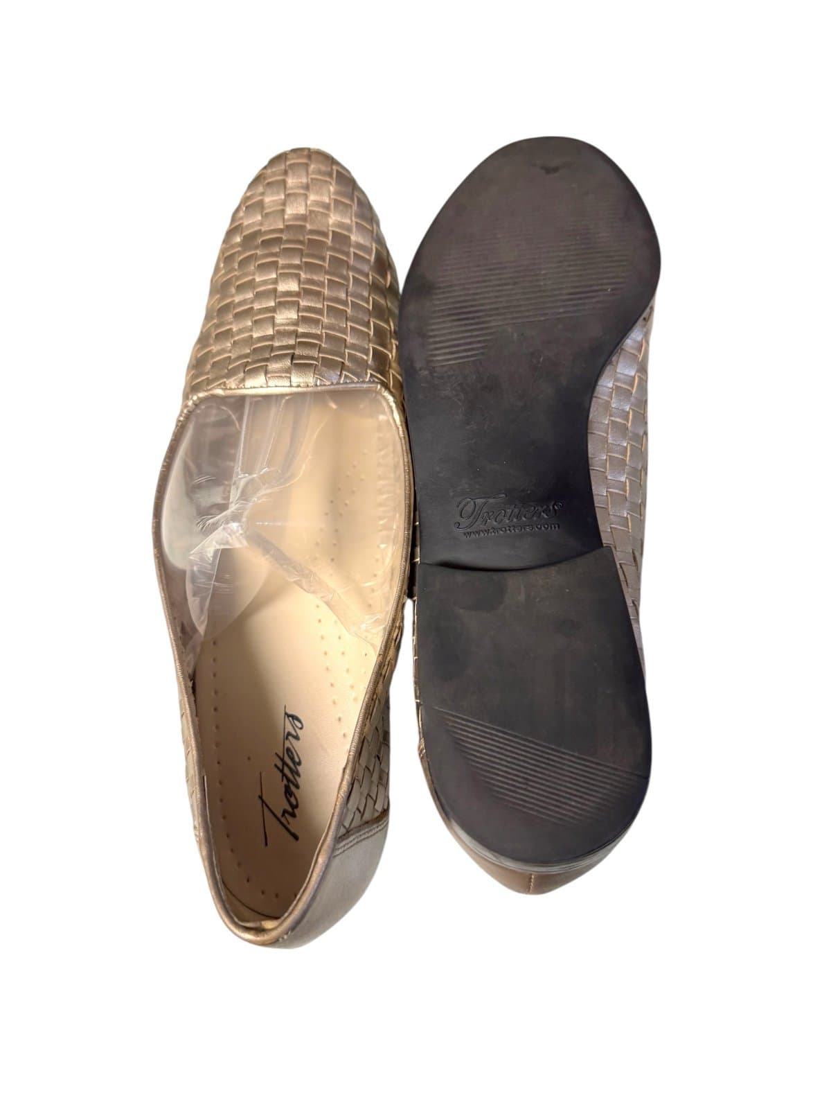 TROTTERS 00s Gold Liz Woven Leather Loafers Sz 10N $110 - Thumbnail 7