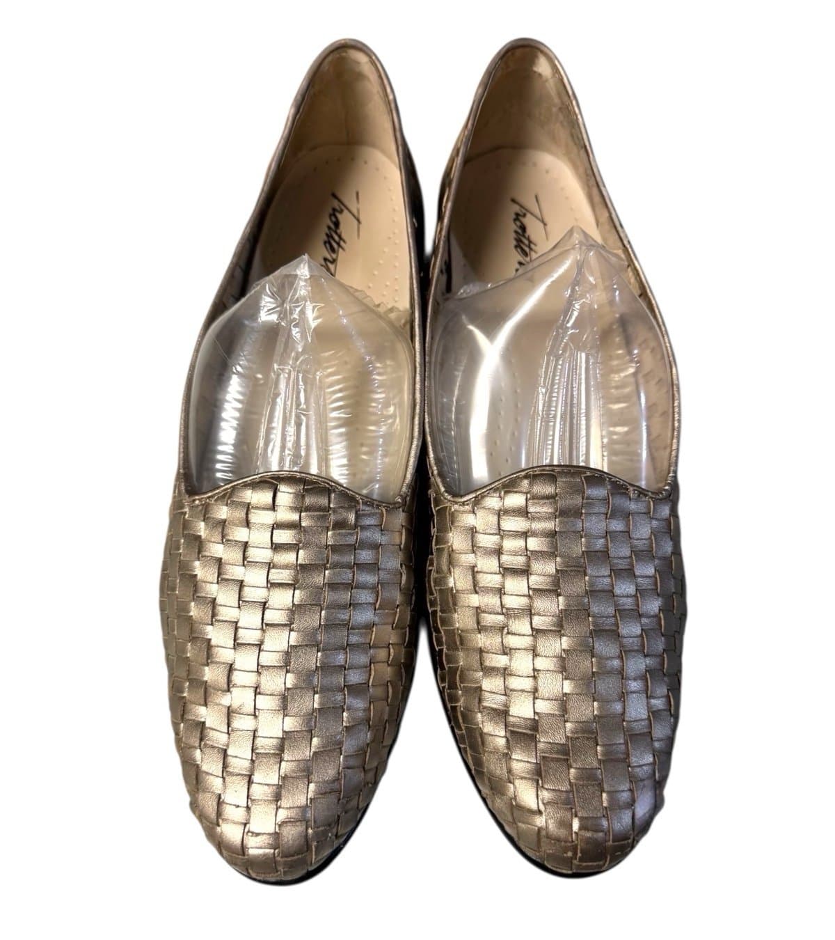 TROTTERS 00s Gold Liz Woven Leather Loafers Sz 10N $110 - Thumbnail 2