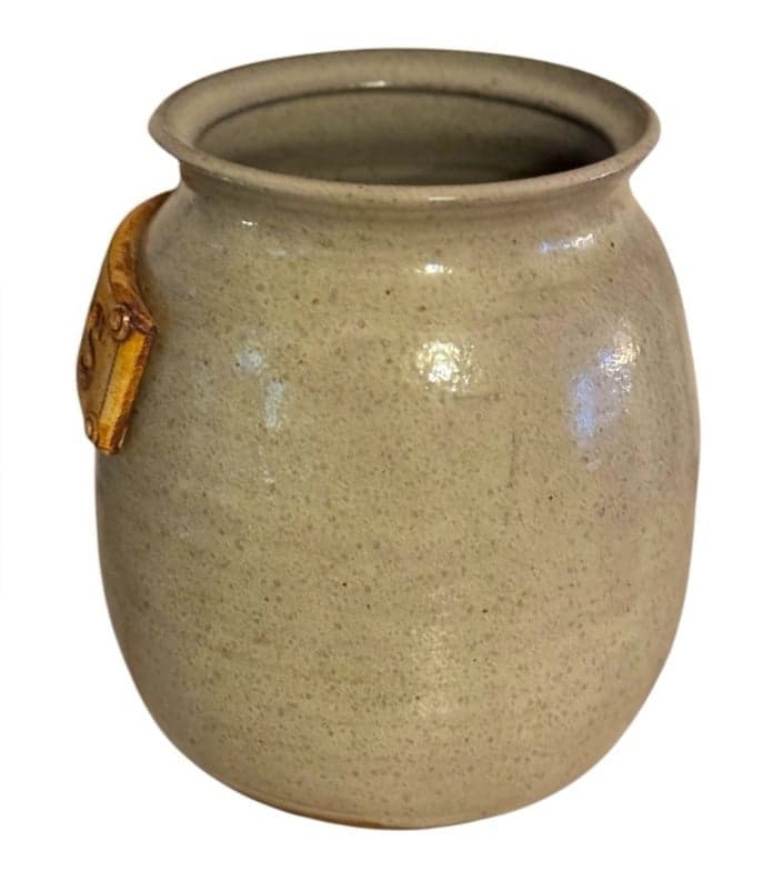 80’s Handmade Large Taupe Pottery Stoneware Dog ‘Treats’ Jar Signed - Thumbnail 2