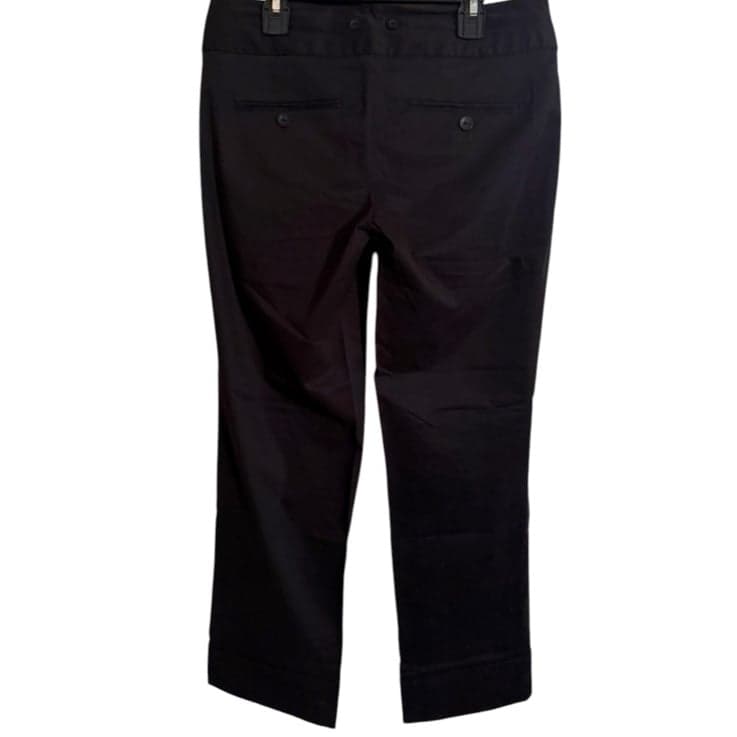 CARTONNIER Black Cotton Stretch Straight Fx Cuff Cropped Trousers Sz 4 NWT $118 - Thumbnail 3