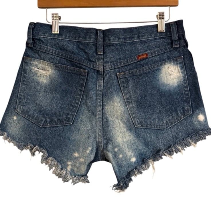 RUSTLER Upcycled Distressed Bleached High-Rise Cut-Off Shorts Sz 32” - Thumbnail 2