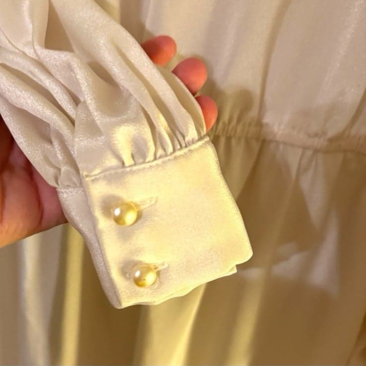 IN THE MOOD 80s Ivory LS Midi Shift Dress w/Sequins Embroidery & Pearls Sz 12 - Thumbnail 6