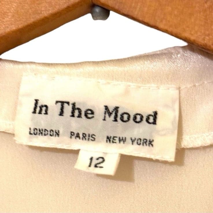 IN THE MOOD 80s Ivory LS Midi Shift Dress w/Sequins Embroidery & Pearls Sz 12 - Thumbnail 8