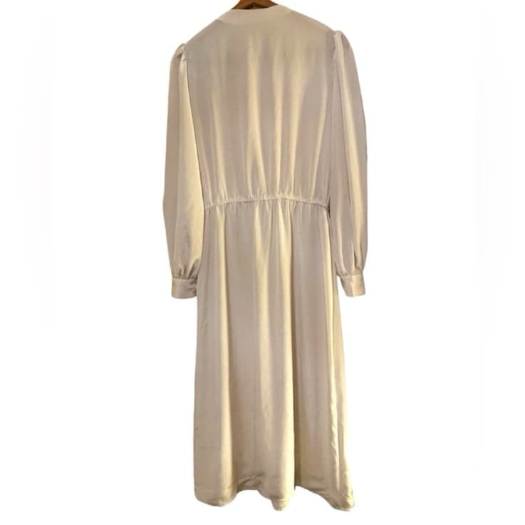 IN THE MOOD 80s Ivory LS Midi Shift Dress w/Sequins Embroidery & Pearls Sz 12 - Thumbnail 7