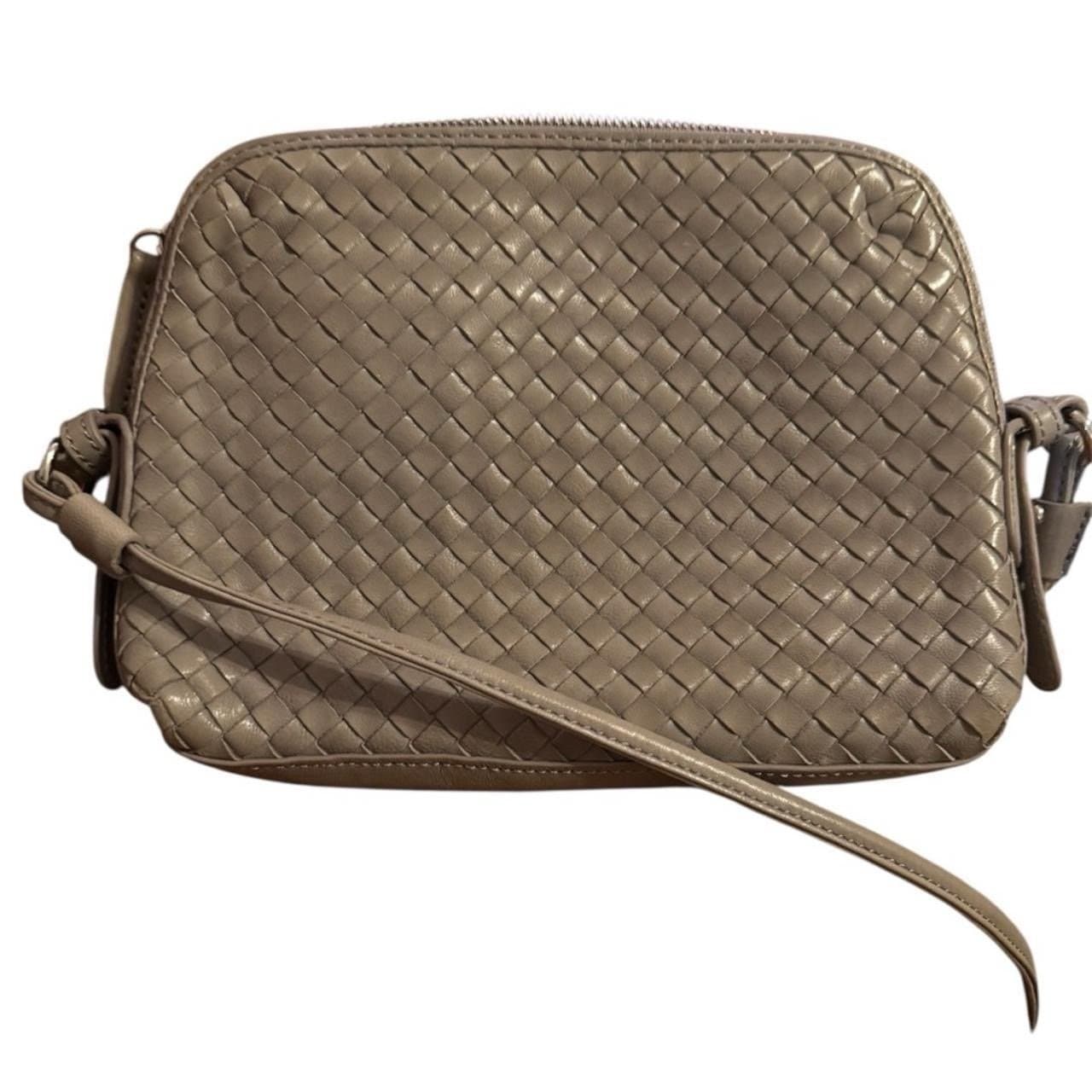 MARGOT 90’s Gray Woven Leather Concho Western Turquoise Square Crossbody Bag NEW - Thumbnail 2