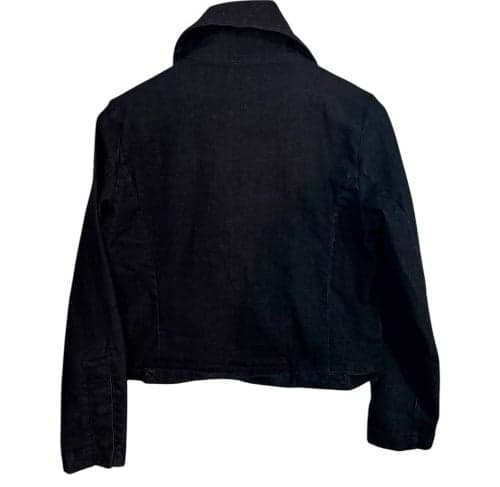 KIKIT Y2K Dark Blue Denim Cropped Peacoat Swing Jean Jacket Sz L - Thumbnail 5