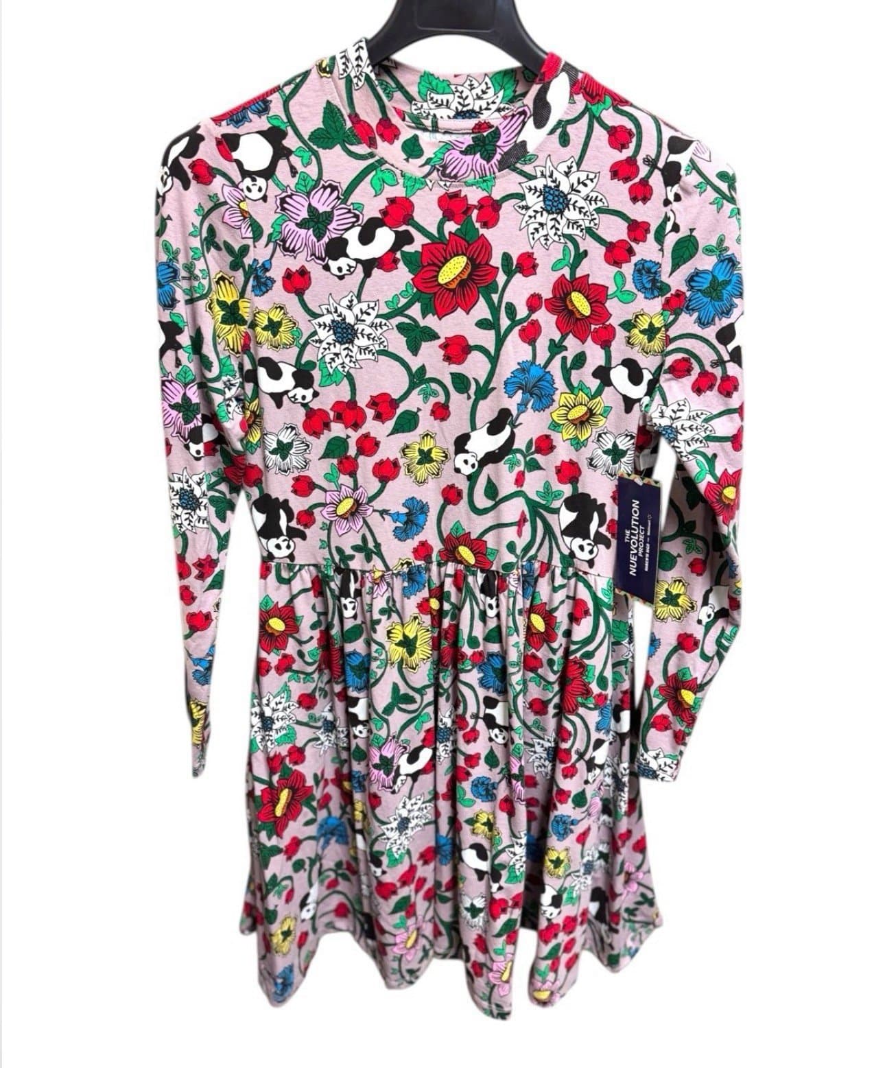 Roberto Lugo x Walmart Gray Morris Study II Panda Print LS Mini Dress Sz XL NWT