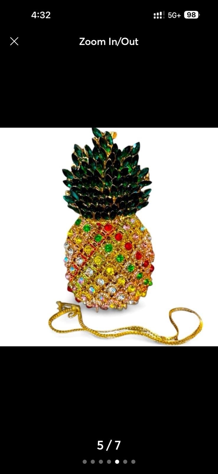 DEBIMY Gold Multicolored Crystal Pineapple Minaudière Clutch NIB - Image 1