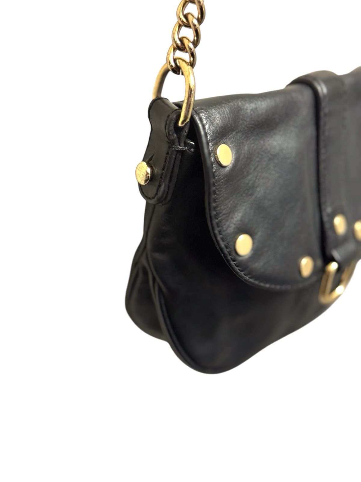 Rebecca Minkoff Black Leather Mini Saddle Studded Crossbody Bag w/Chain Strap - Thumbnail 3