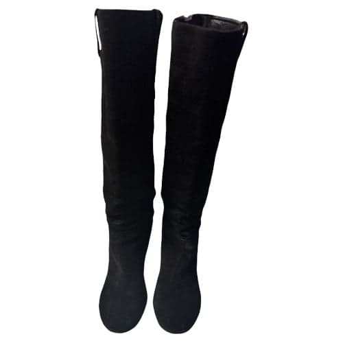 J.CREW Black Suede Bryce Knee-High Block Heel Boots Made in Italy Sz 10 $348 - Image 1