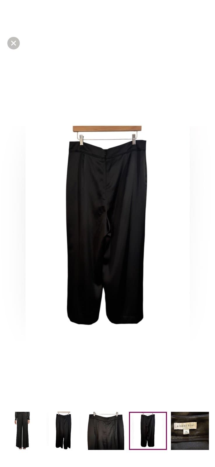 GIANNI BINI Black Satin Devon Ankle Wide Leg Dress Pants Sz 14 $120 - Thumbnail 4