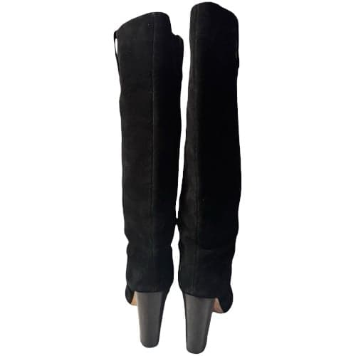J.CREW Black Suede Bryce Knee-High Block Heel Boots Made in Italy Sz 10 $348 - Thumbnail 4