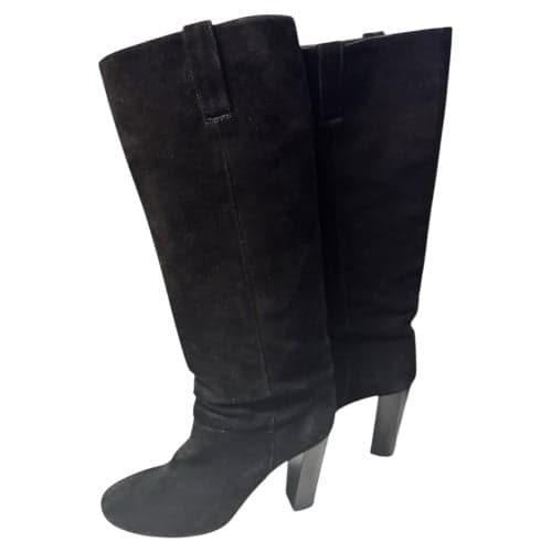J.CREW Black Suede Bryce Knee-High Block Heel Boots Made in Italy Sz 10 $348 - Thumbnail 3