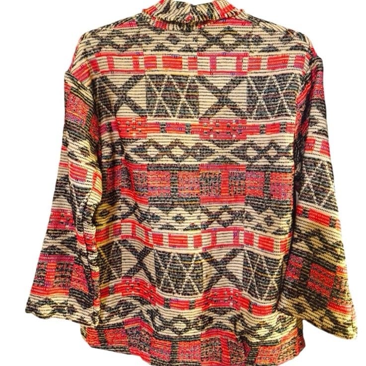 ZARA Basic Very Oversized Aztec Southwestern Boho Tapestry Jacket Sz XS/S-XL NWT - Thumbnail 4
