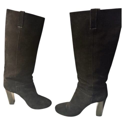 J.CREW Black Suede Bryce Knee-High Block Heel Boots Made in Italy Sz 10 $348 - Thumbnail 5