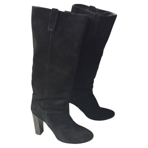J.CREW Black Suede Bryce Knee-High Block Heel Boots Made in Italy Sz 10 $348 - Thumbnail 2