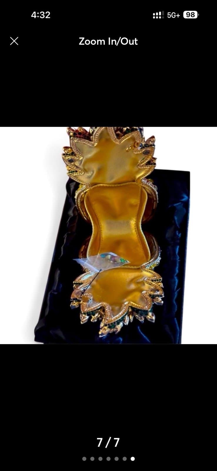 DEBIMY Gold Multicolored Crystal Pineapple Minaudière Clutch NIB - Thumbnail 5