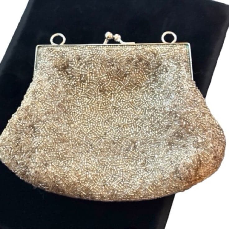 1940-1980 Vintage Branded Costume Jewelry Lot w/Silver Seed Bead Evening Bag - Thumbnail 8