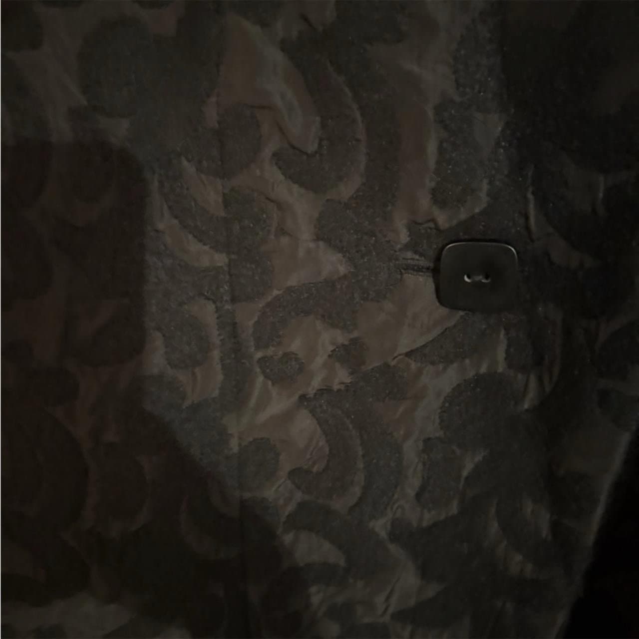 HABITAT Black Jacquard Shawl Collar Oversized Winter Coat Asymmetrical Hem Sz S - Thumbnail 3