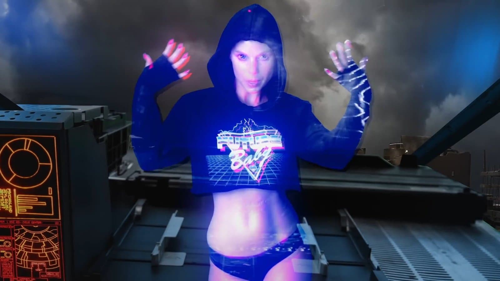 ZEF Industries Black ‘Future Baby’ Cropped Hoodie Sz L Rare Die Antwoord - Thumbnail 2