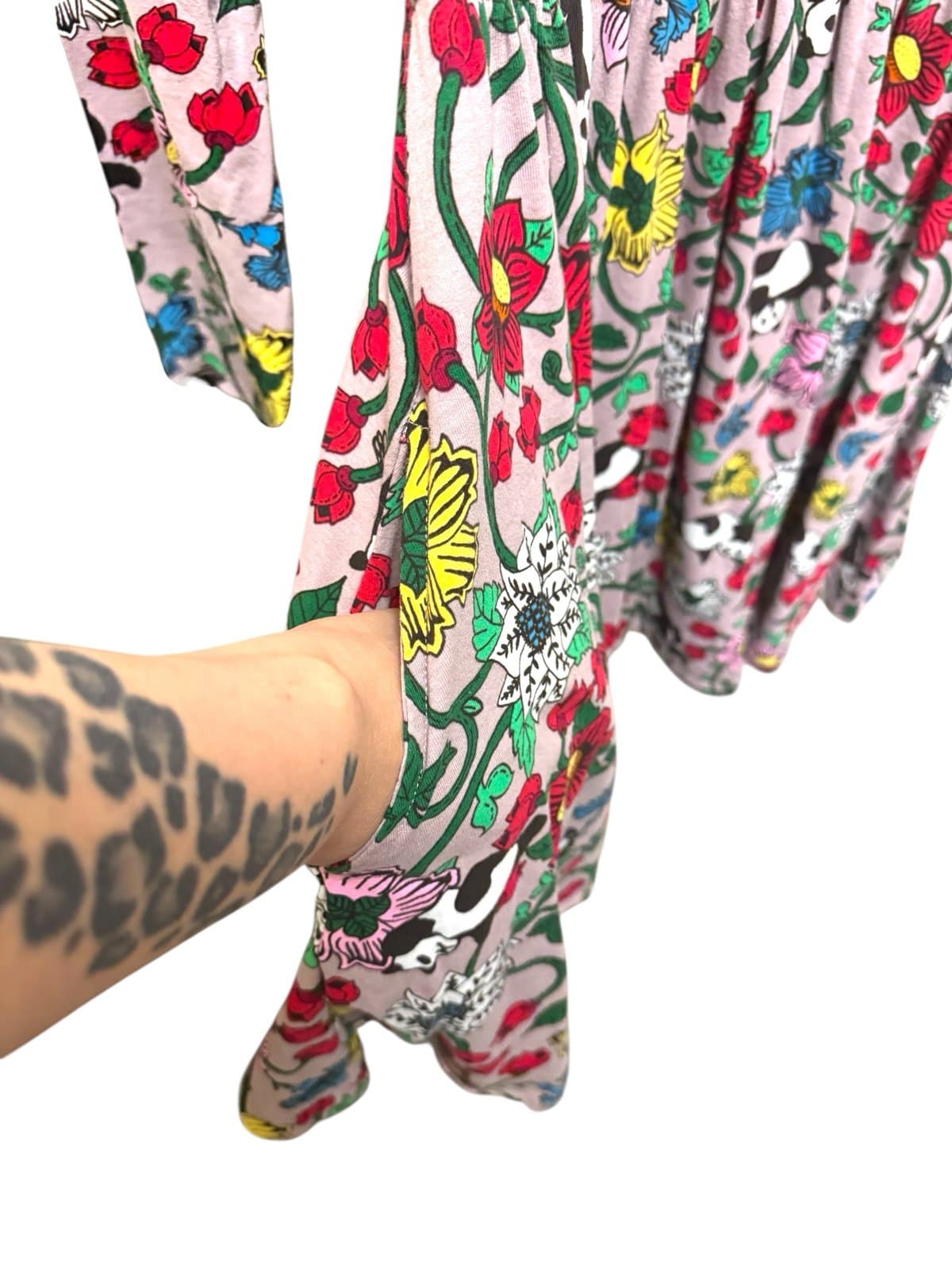 Roberto Lugo x Walmart Gray Morris Study II Panda Print LS Mini Dress Sz XL NWT - Thumbnail 3