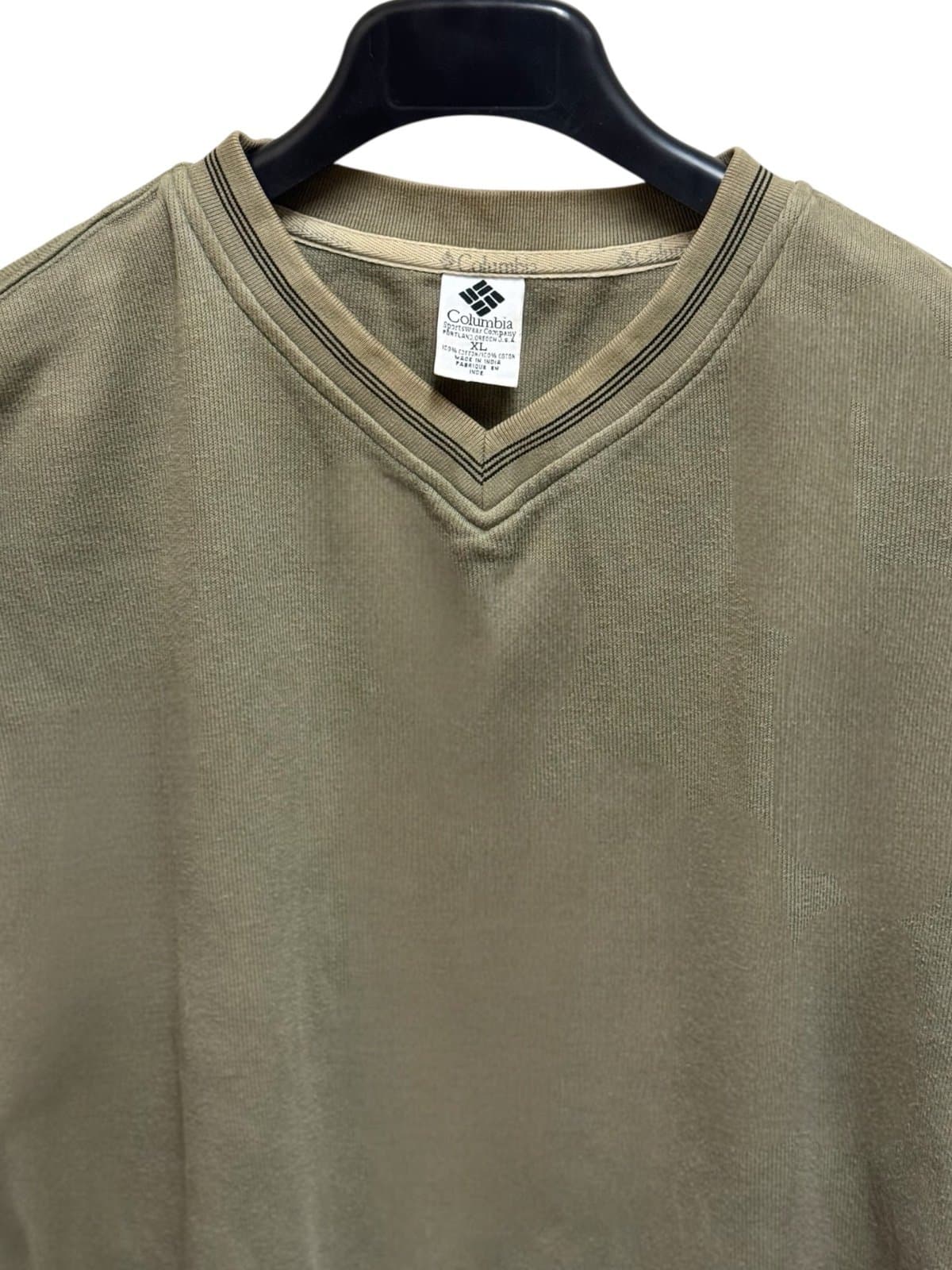 COLUMBIA ‘00 Vintage Sage Ribbed V-Neck Pullover Lightweight Sweater Sz XL - Thumbnail 2