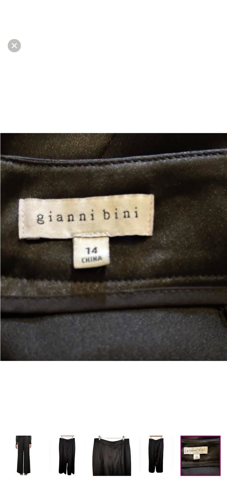 GIANNI BINI Black Satin Devon Ankle Wide Leg Dress Pants Sz 14 $120 - Thumbnail 5