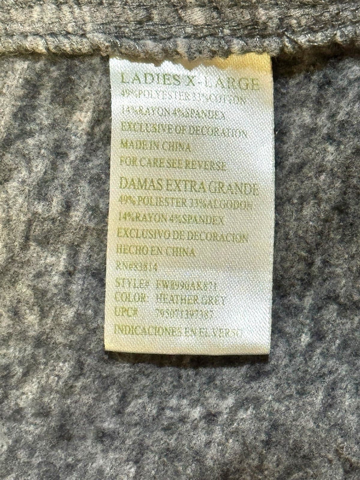 Green Tea Heather Grey Split Neck w/Tie Pullover Sweatshirt Sz XL - Thumbnail 5