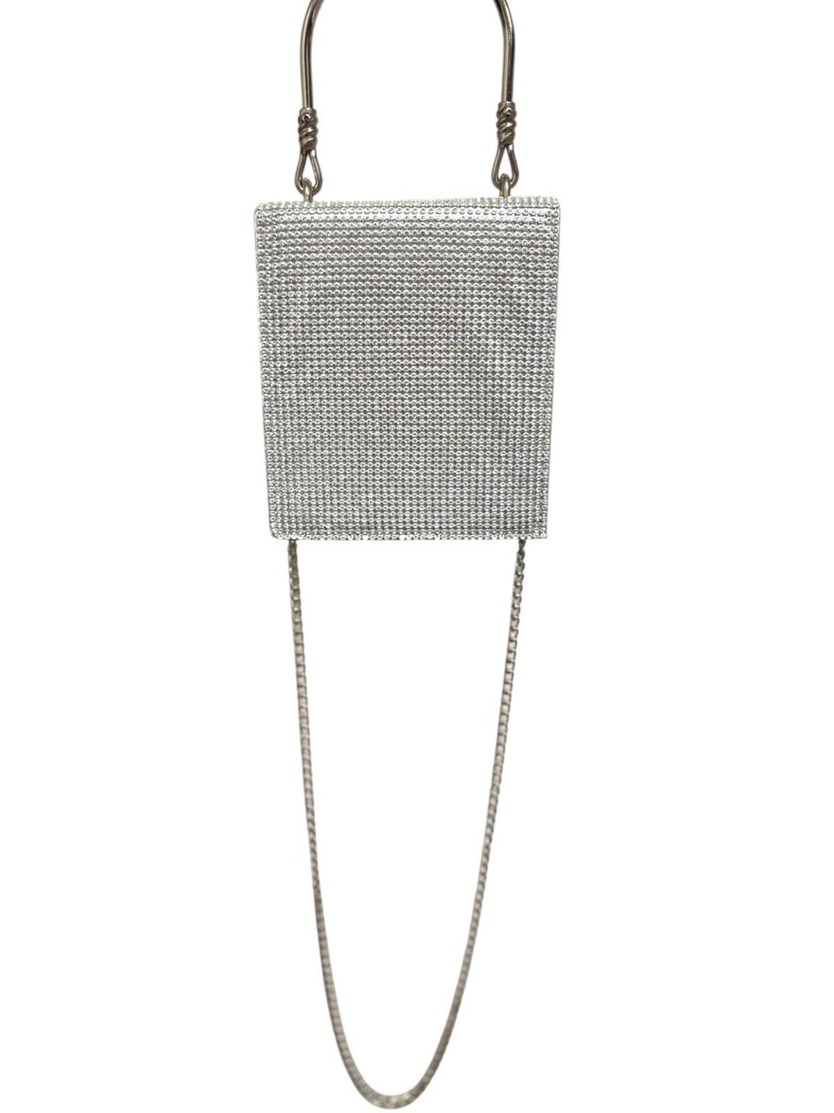 Badgley Mischka Silver Metallic Rhinestone Hard Shell Flap Evening Bag $159 - Thumbnail 3