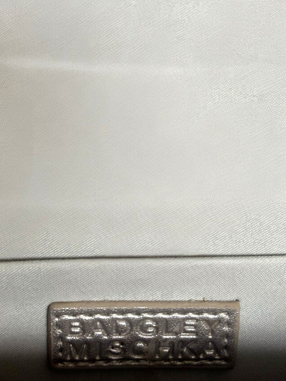 Badgley Mischka Silver Metallic Rhinestone Hard Shell Flap Evening Bag $159 - Thumbnail 8