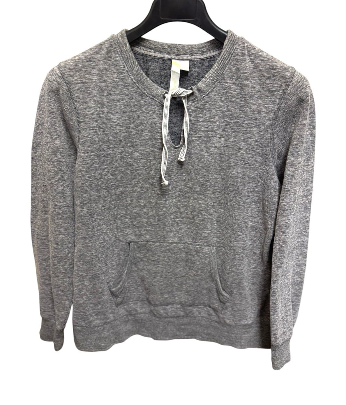 Green Tea Heather Grey Split Neck w/Tie Pullover Sweatshirt Sz XL - Image 1