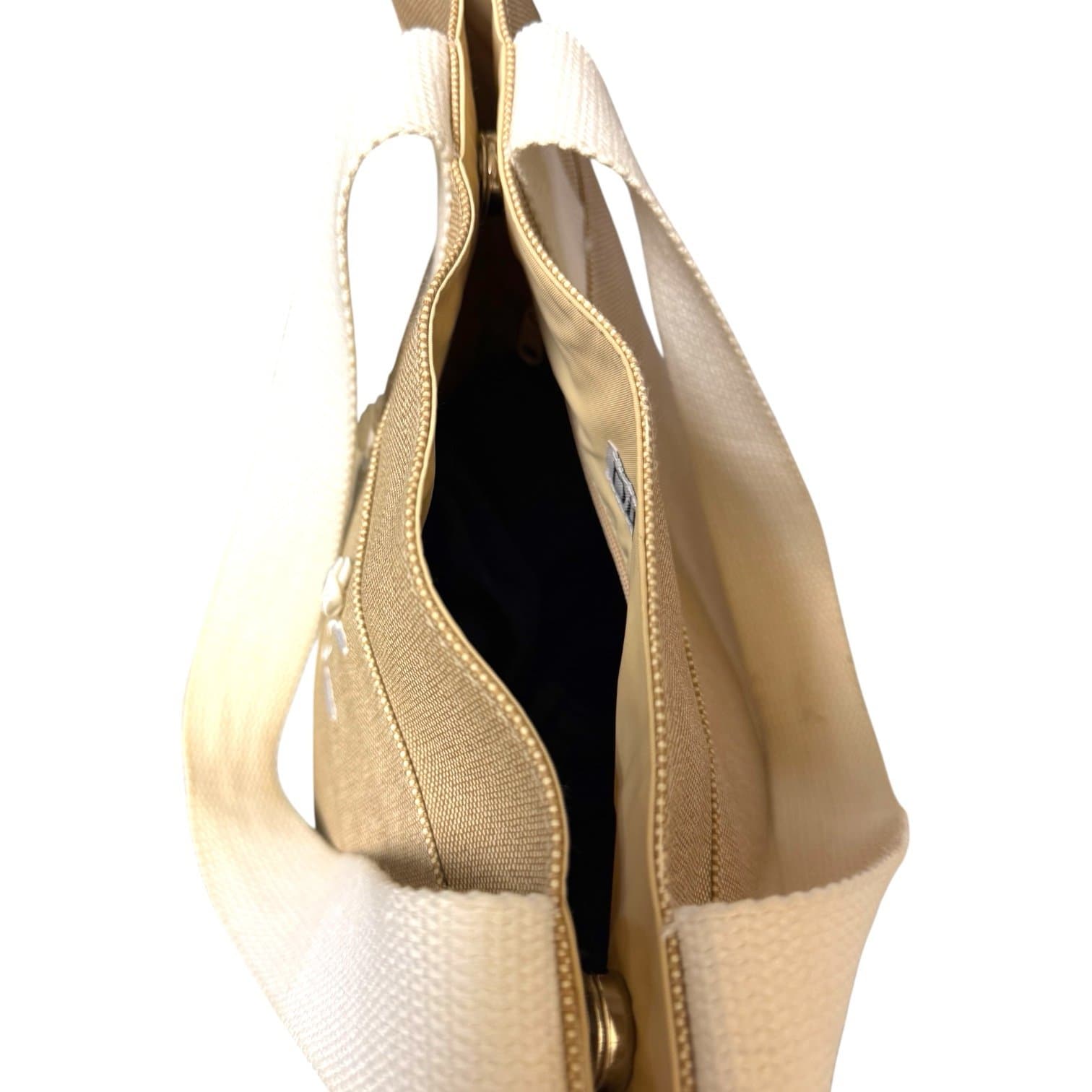 Dillard’s Y2K Tan Coated Fiber Tote Bag w/White Rose Embroidery Canvas Handles - Thumbnail 4