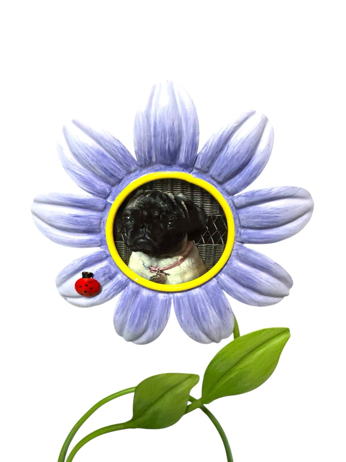 2 Late 90’s Purple Flower Metal Photo Frames w/Ladybugs 9” Spring - Thumbnail 2