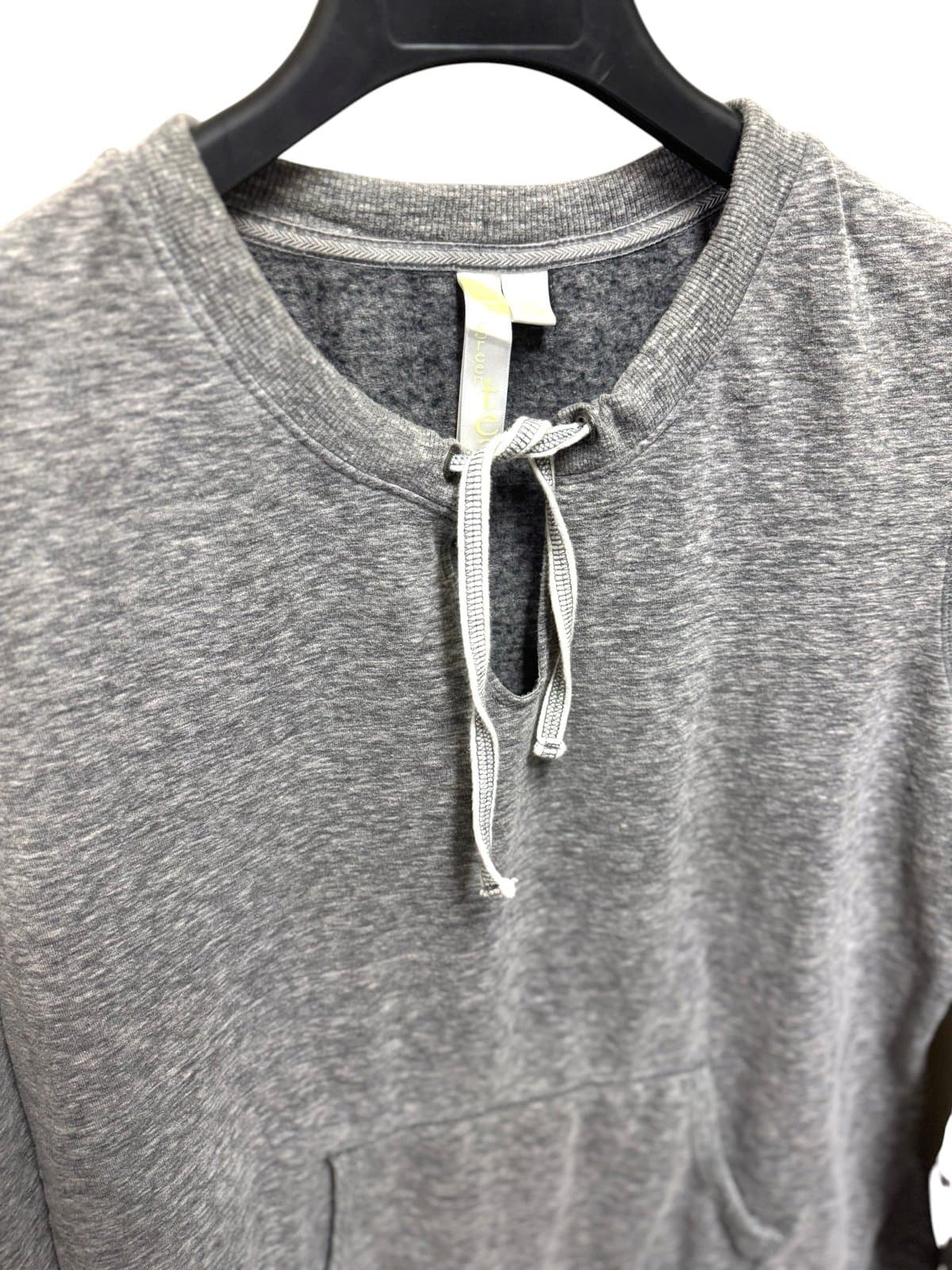 Green Tea Heather Grey Split Neck w/Tie Pullover Sweatshirt Sz XL - Thumbnail 2