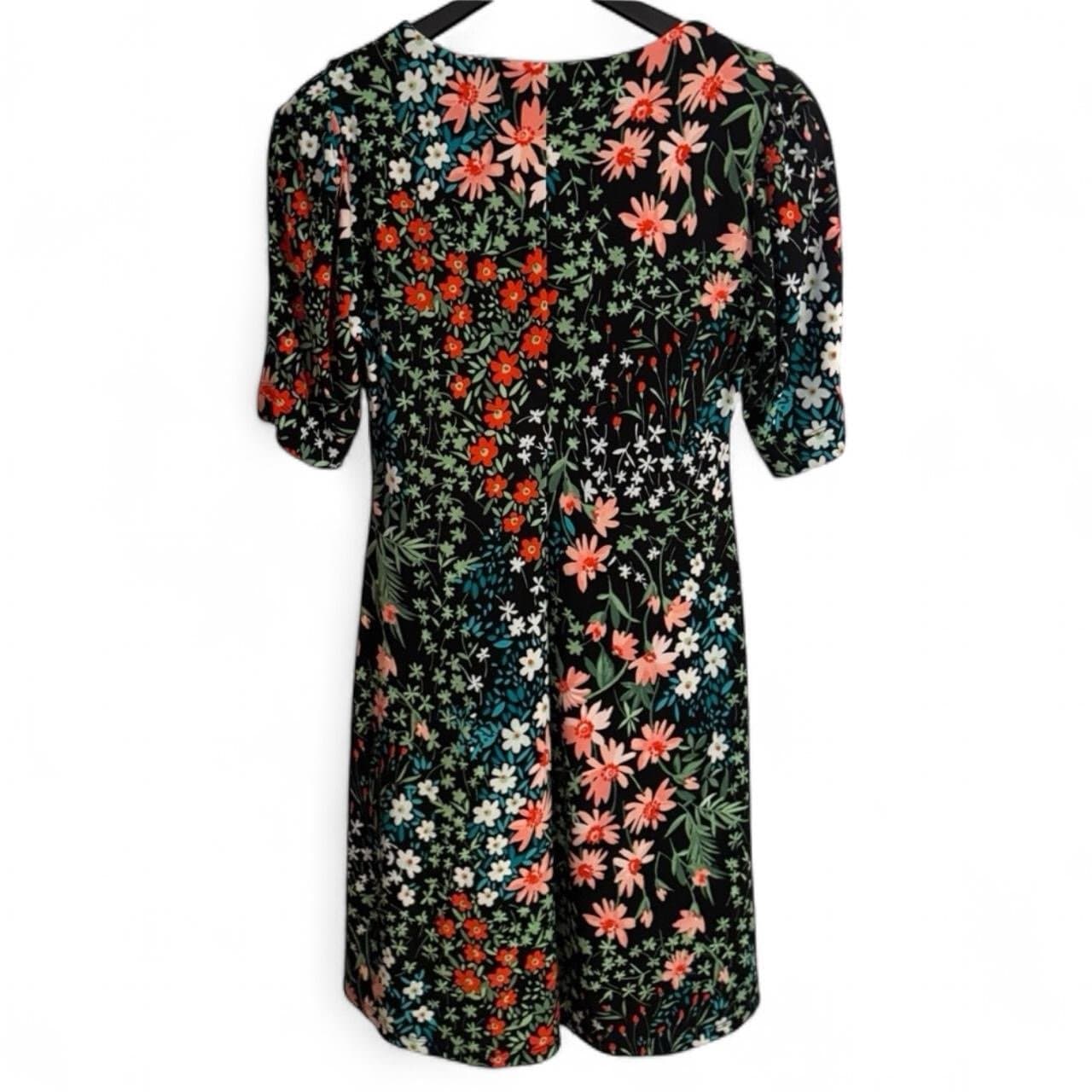 TOMMY HILFIGER Black Multicolored Garden Path Half Sleeve Shift Dress Sz 6 $99 - Thumbnail 4