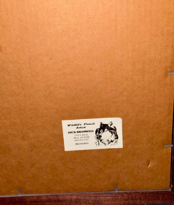 DICK BRAMWELL 1994 Eagle Hopi Native American Pencil Drawing Signed Framed - Thumbnail 5