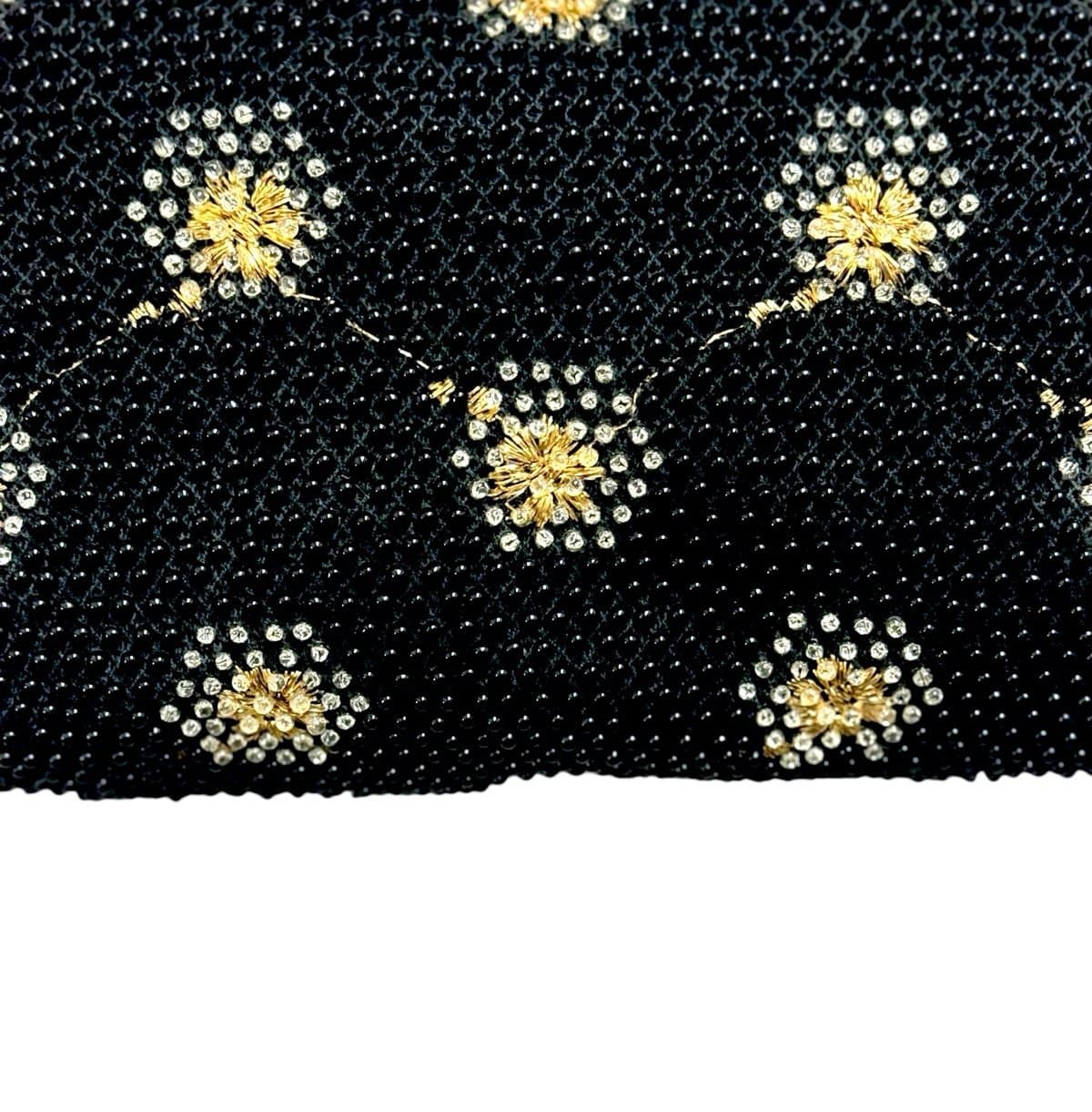 Lumured Corde Bead 50’s Black/Gold Floral Embroidered Rhinestone Evening Bag - Thumbnail 2