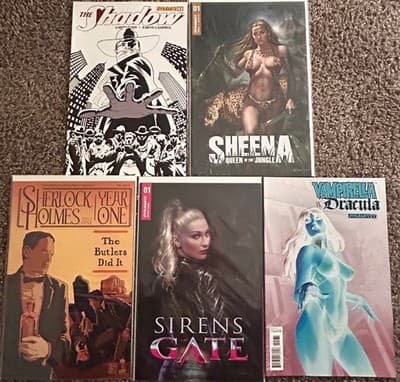 Dynamite Comics Lot 5 Issue 1 Sherlock Year One Sheena Vampirella Shadow Sirens - Image 1