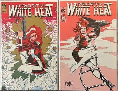 Priority White Heat #1 #2 AC Comics 2 Issue Set Redhead Heroine Covers - Image 1